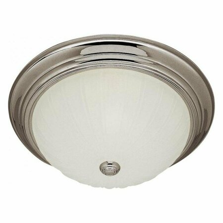 TRANS GLOBE Two Light Brushed Nickel White Frosted Melon Glass Bowl Flush Mount PL-13211-1 BN